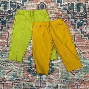 Zara Basic olive green and mustard yellow bike style shorts with pockets size XL